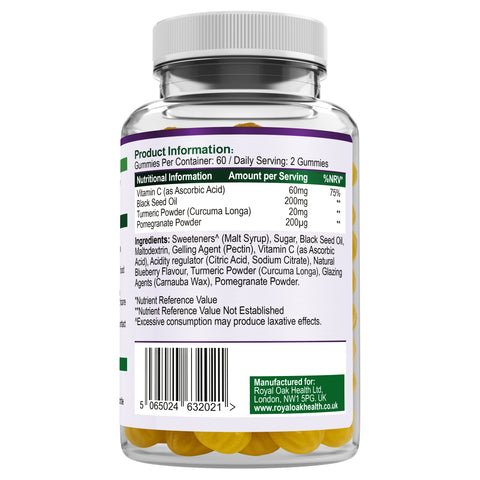 Black Seed Oil + Vitamin C + Turmeric + Pomegranate Gummies(60)