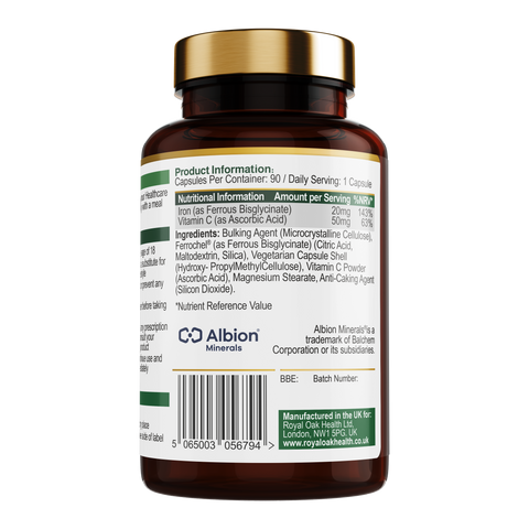 Iron (Bisglycinate) 20mg with Vitamin C 50mg HVC