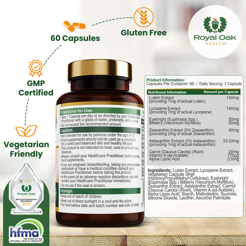 Eyebright Plus with Lutein, Astaxanthin, Bilberry & Lycopene (60)