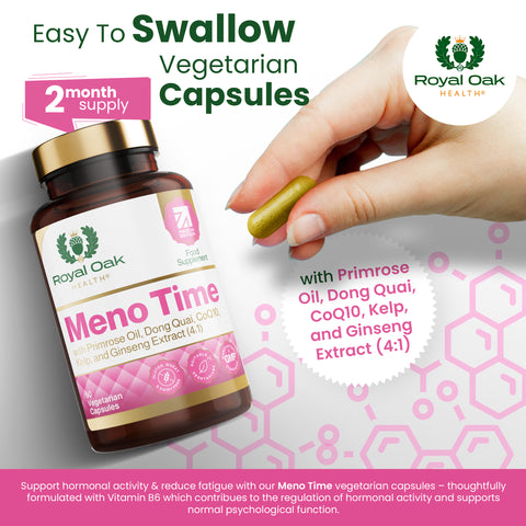 Meno Time with Primrose Oil, Dong Quai, CoQ10.Kelp, and Ginseng Extract (4:1) （60）