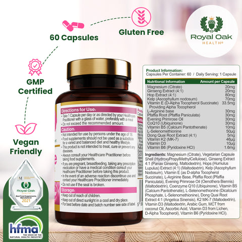 Meno Time with Primrose Oil, Dong Quai, CoQ10.Kelp, and Ginseng Extract (4:1) （60）