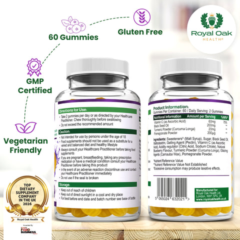 Black Seed Oil + Vitamin C + Turmeric + Pomegranate Gummies(60)