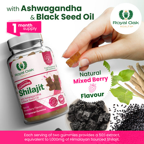 Shilajit with Ashwagandha & Black Seed Oil Gummies (60)